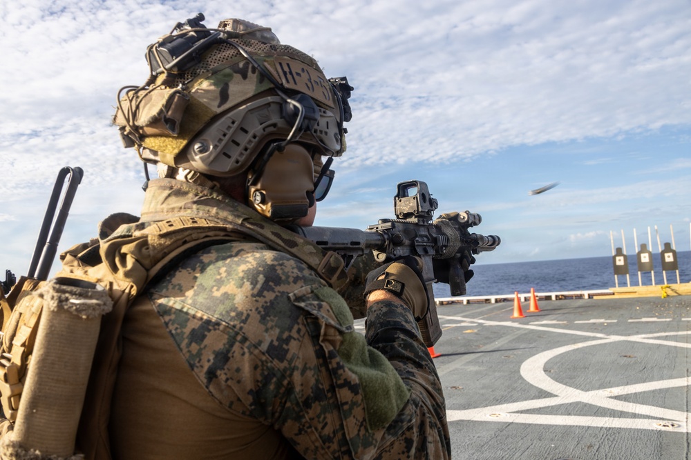 22nd MEU (SOC) | MSPF Marines and U.S. Coast Guardsmen Conduct Deck Shoot