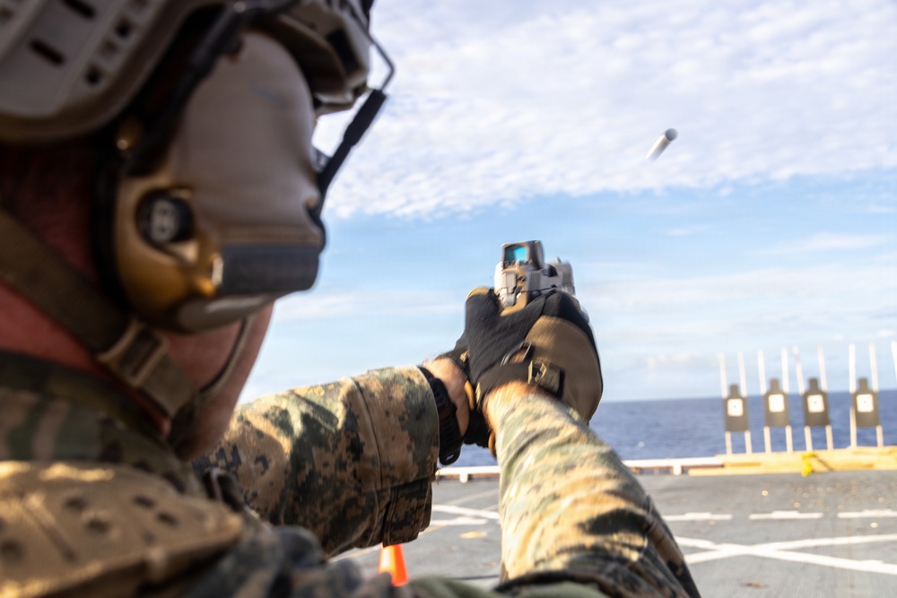 22nd MEU (SOC) | MSPF Marines and U.S. Coast Guardsmen Conduct Deck Shoot