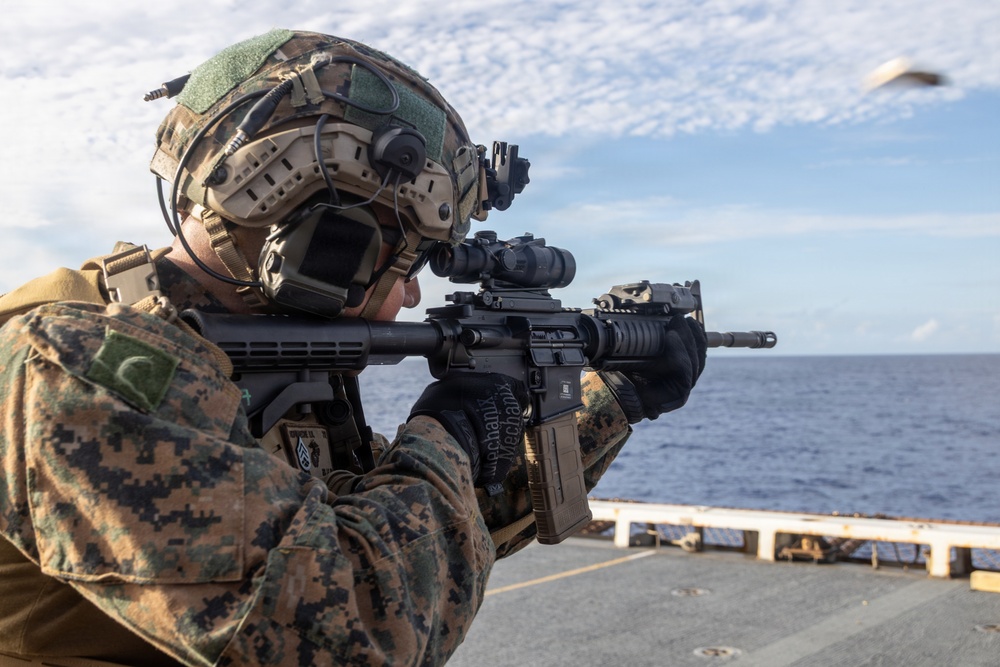 22nd MEU (SOC) | MSPF Marines and U.S. Coast Guardsmen Conduct Deck Shoot