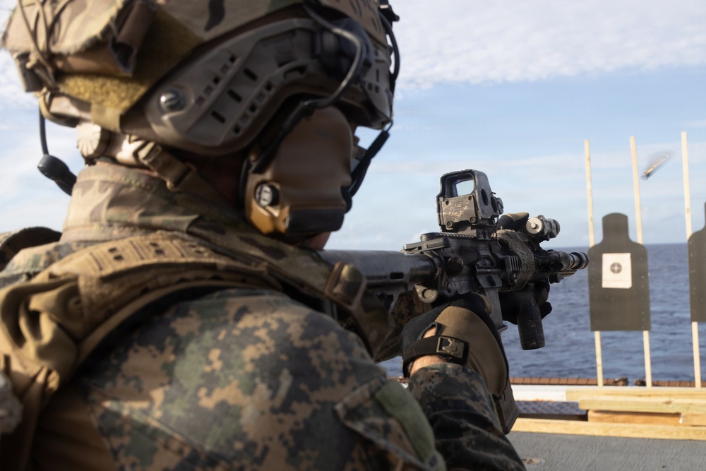 22nd MEU (SOC) | MSPF Marines and U.S. Coast Guardsmen Conduct Deck Shoot