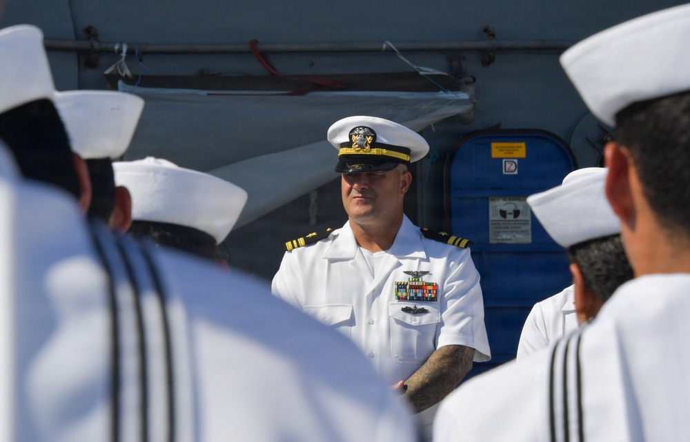 USS Carl Vinson (CVN 70) conducts dress uniform inspection