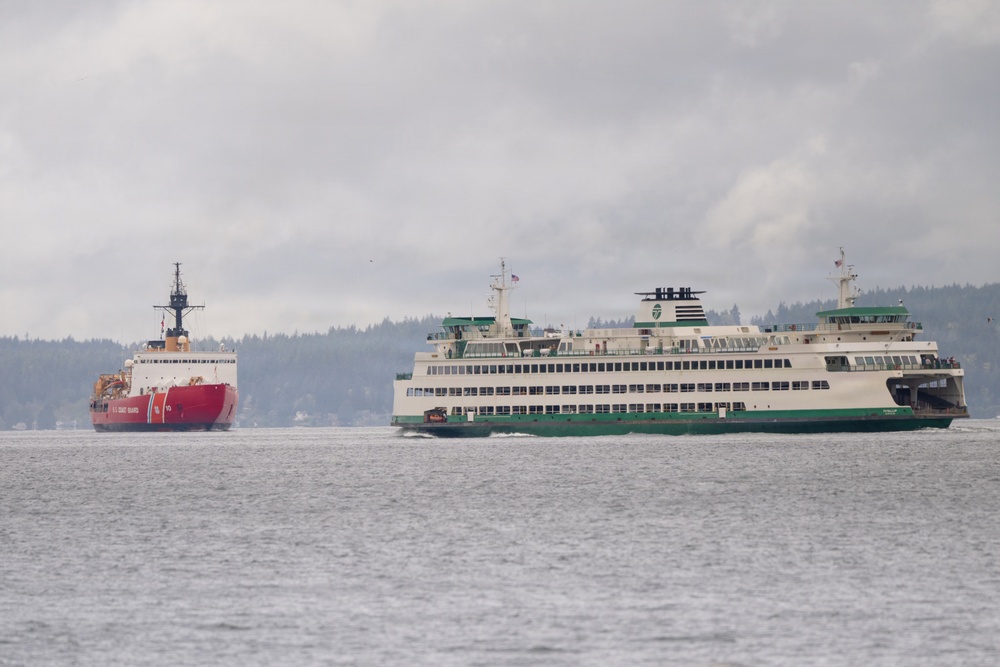 U.S. Coast Guard Cutter Polar Star (WAGB 10) transits the Puget Sound enroute to Coast Guard Base Seattle following a 146-day Antarctic deployment in support of Operation Deep Freeze, April 13, 2026.