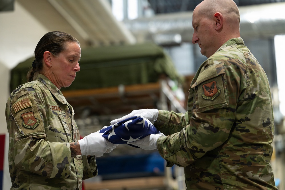 AFMAO Leaders Demonstrate Flag Folding for Training Video