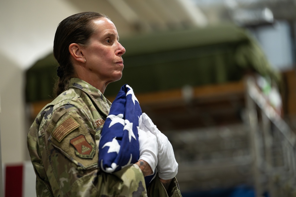 AFMAO Leaders Demonstrate Flag Folding for Training Video