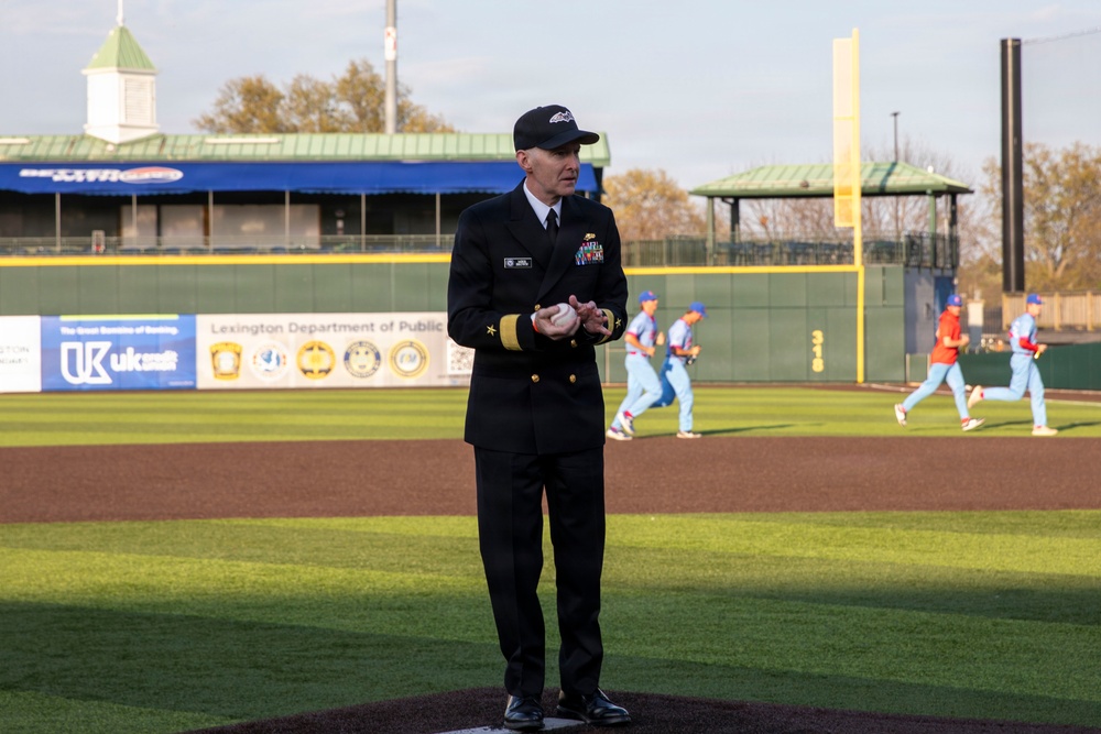 The Constitution's Color Guard parades the colors at Legends Stadium