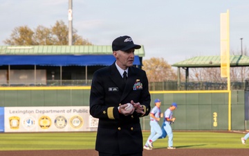 The Constitution's Color Guard parades the colors at Legends Stadium