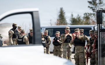 The 5th Security Forces Squadron exchanges job knowledge with the Army’s 816th Military Police Company during joint training