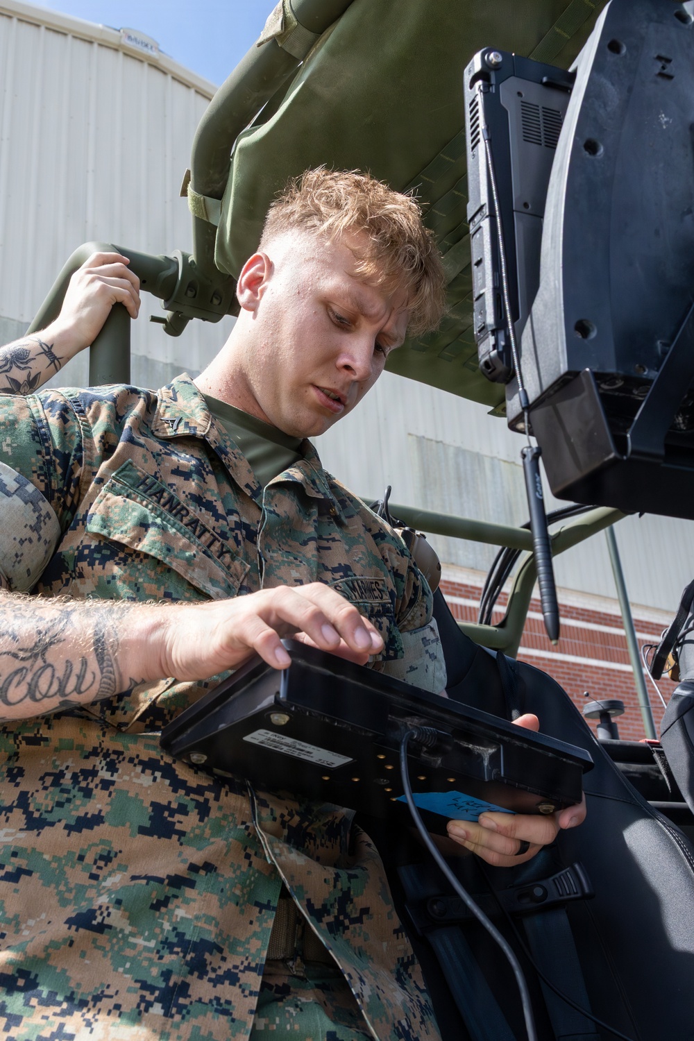 U.S. Marines with 2nd LAAD familiarize themselves with the LMADIS