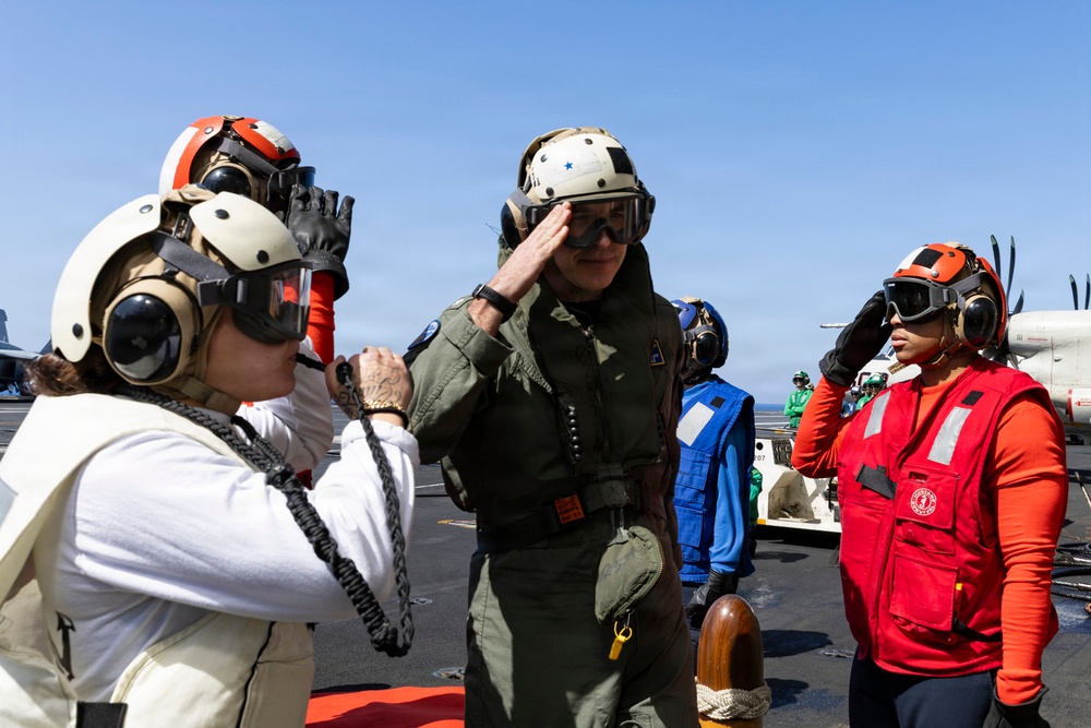 USS Gerald R. Ford (CVN 78) Pipes Aboard Rear Adm. Gavin Duff