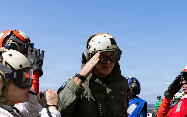 USS Gerald R. Ford (CVN 78) Pipes Aboard Rear Adm. Gavin Duff