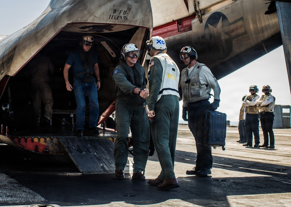 USS Gerald R. Ford (CVN 78) Pipes Aboard Rear Adm. Gavin Duff
