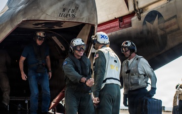 USS Gerald R. Ford (CVN 78) Pipes Aboard Rear Adm. Gavin Duff