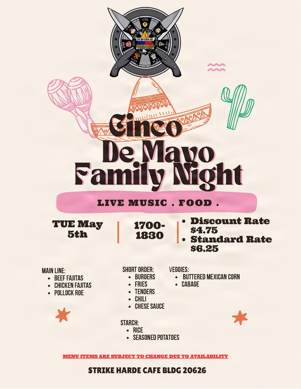 1AD Family Night Flyer, Cinco de Mayo FY26