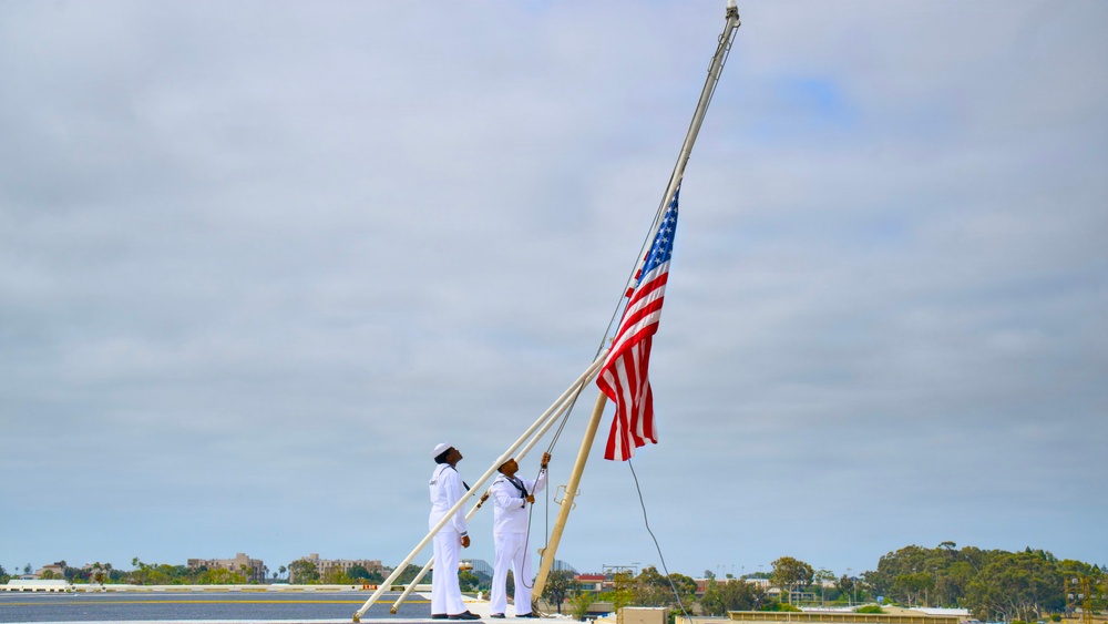 USS Theodore Roosevelt Morning Colors