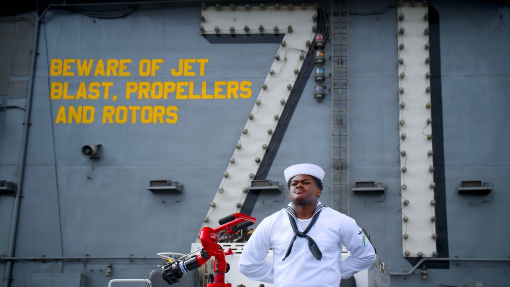 USS Theodore Roosevelt Morning Colors