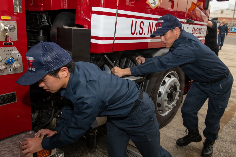 CNRJ Fire &amp; Emergency Services Fire Engine Celebration Onboard NAF Atsugi