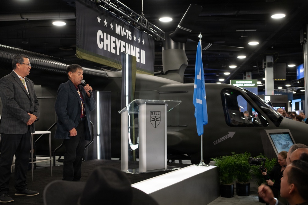 The Cheyenne tribe attend the MV-75 Cheyenne II Aircraft Unveiling