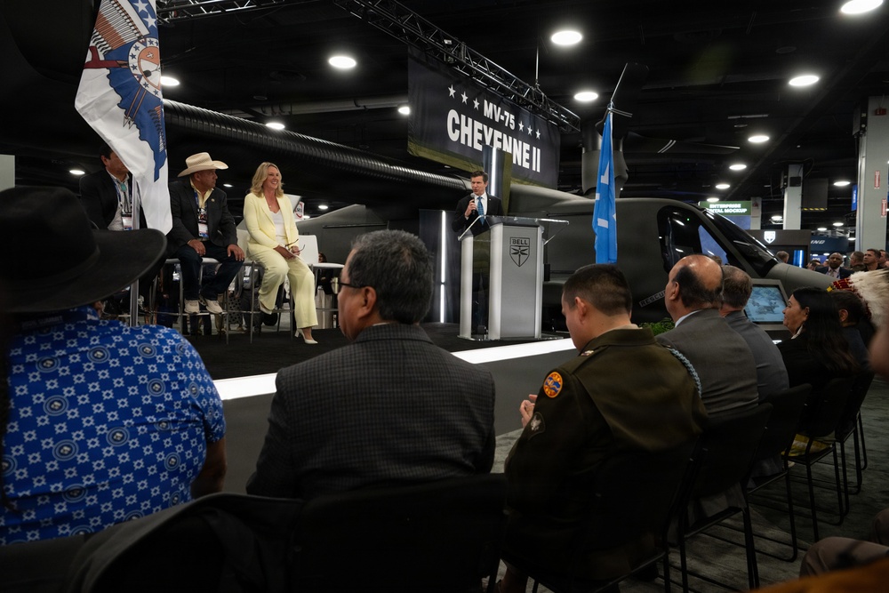 The Cheyenne tribe attend the MV-75 Cheyenne II Aircraft Unveiling
