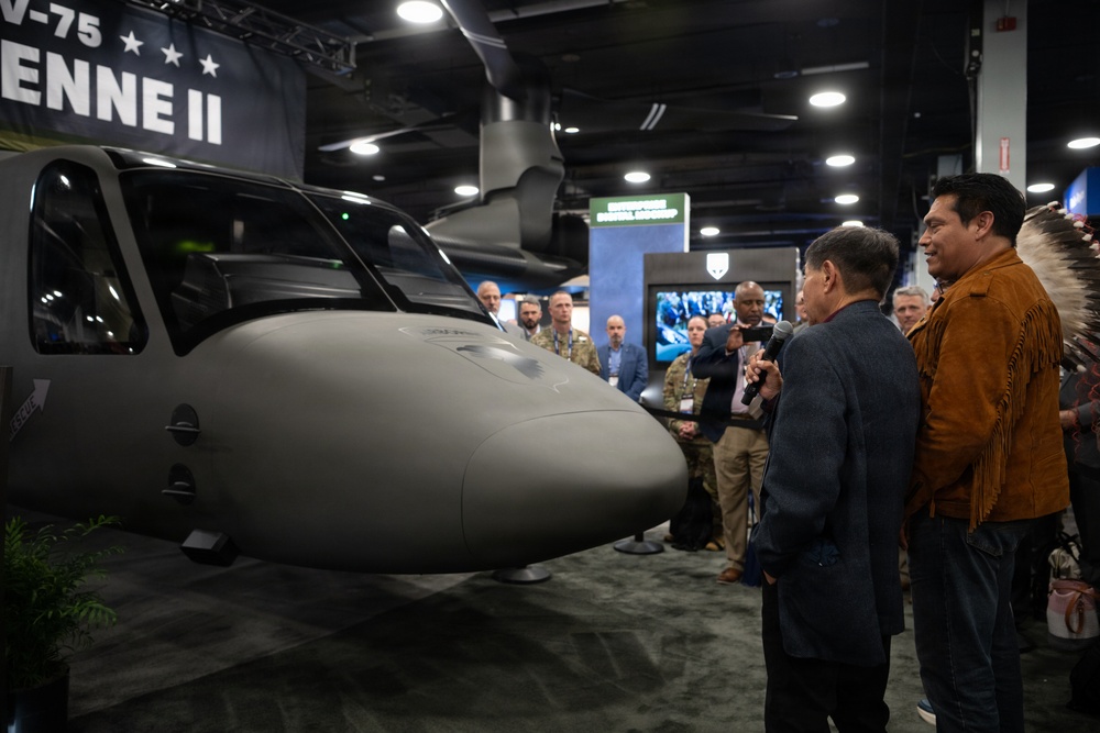 The Cheyenne tribe attend the MV-75 Cheyenne II Aircraft Unveiling
