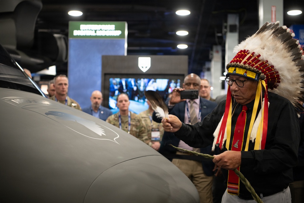 The Cheyenne tribe attend the MV-75 Cheyenne II Aircraft Unveiling