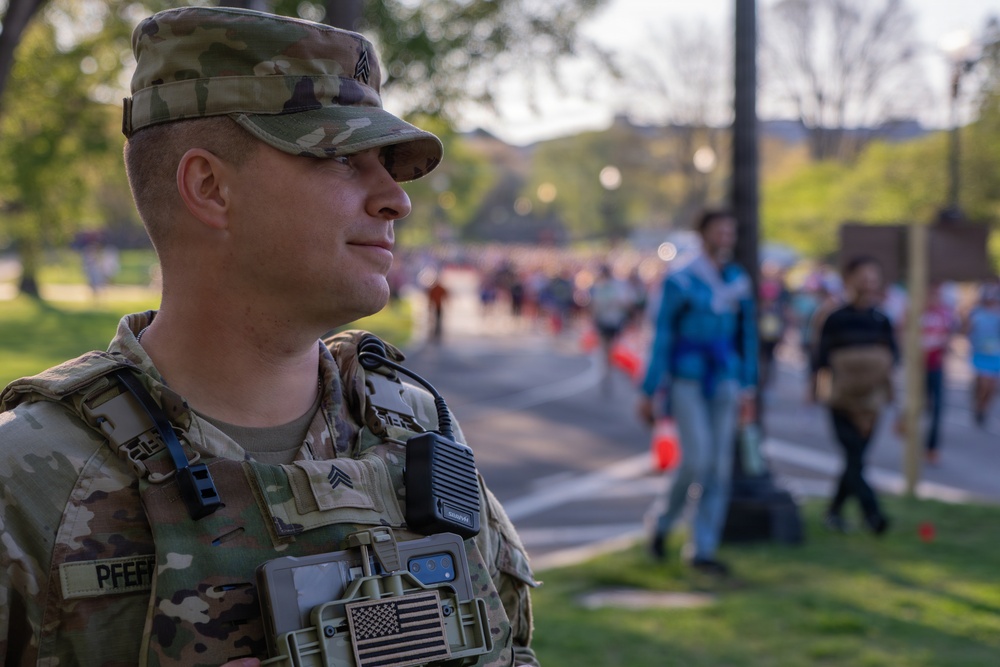 Mississippi National Guard Soldiers patrol at the Credit Union Cherry Blossom Ten Mile Run