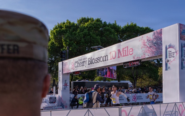 Mississippi National Guard Soldiers patrol at the Credit Union Cherry Blossom Ten Mile Run
