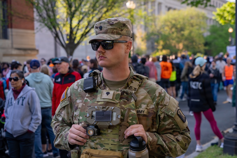 Mississippi National Guard Soldiers patrol at the Credit Union Cherry Blossom Ten Mile Run