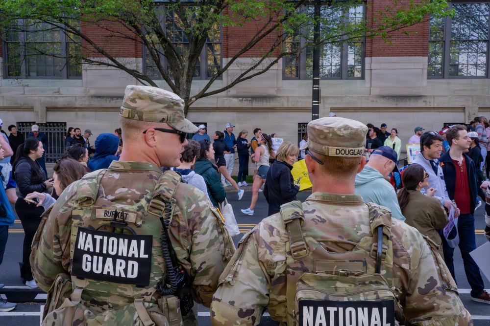 Mississippi National Guard Soldiers patrol at the Credit Union Cherry Blossom Ten Mile Run