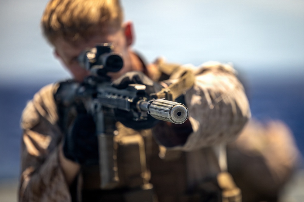 11th MEU Marines Conduct Weapons Manipulation and Patrolling Tactics Training Aboard USS Comstock