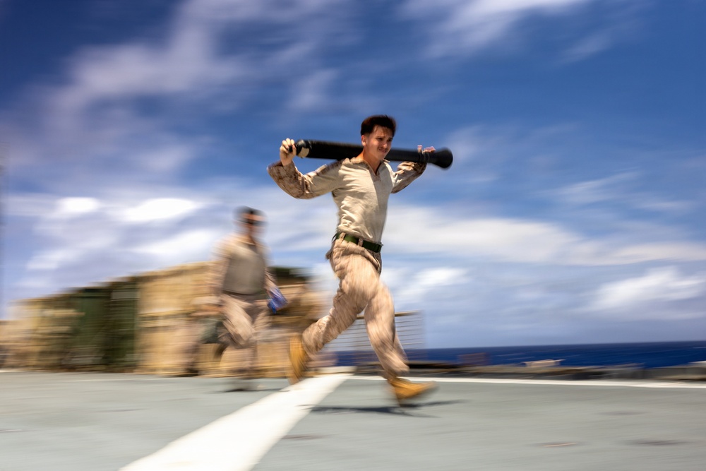11th MEU Marines Conduct Weapons Manipulation and Patrolling Tactics Training Aboard USS Comstock