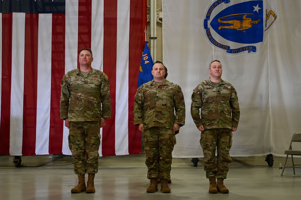 Passing the Torch: 104th Mission Support and Maintenance Groups Hold Dual Change of Command Ceremonies