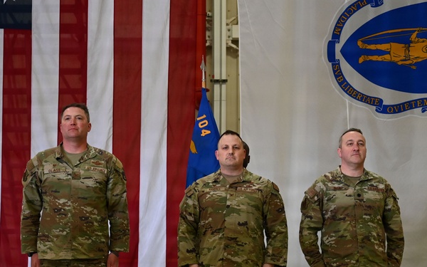Passing the Torch: 104th Mission Support and Maintenance Groups Hold Dual Change of Command Ceremonies