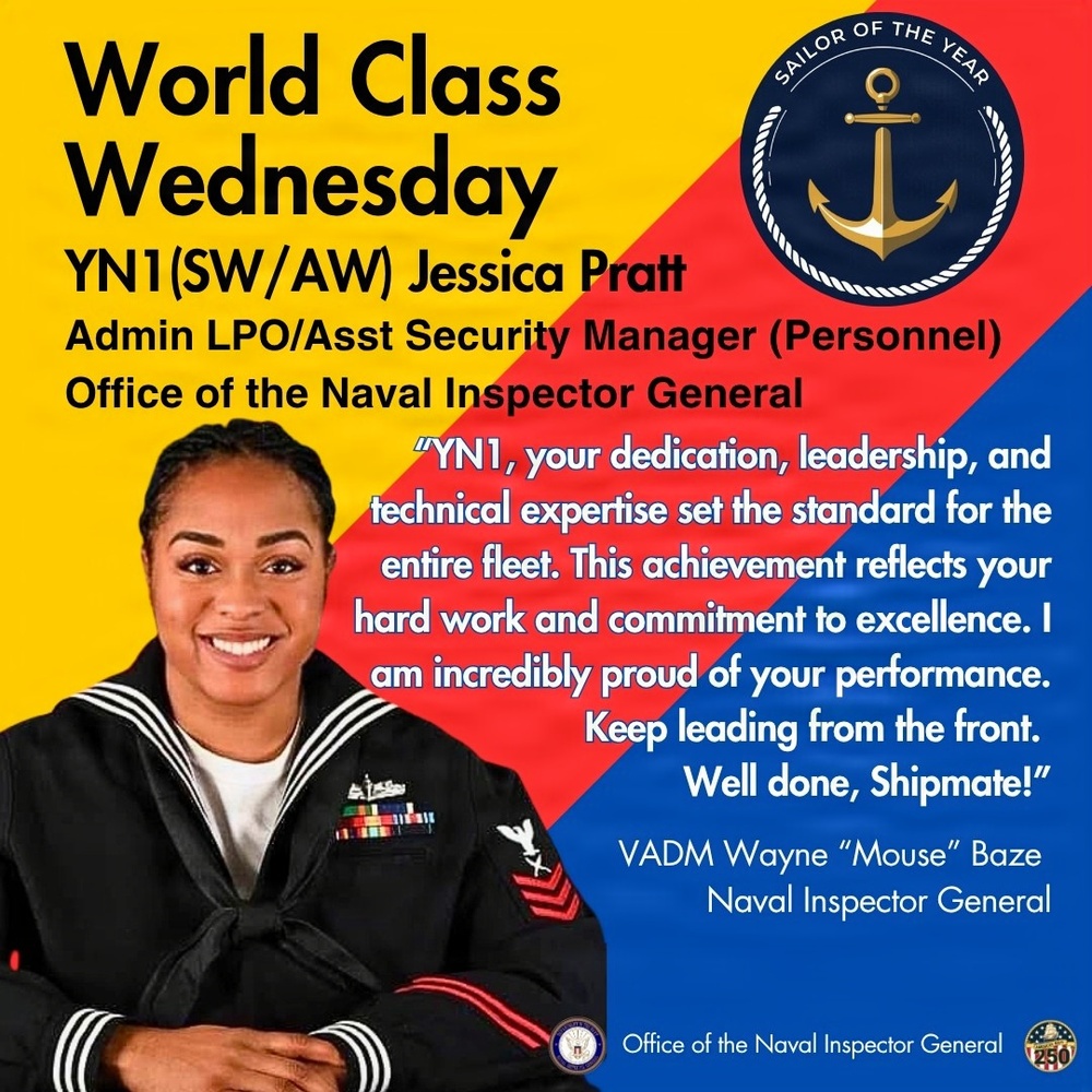 NAVINSGEN FY25 Sailor of the Year: YN1 Jessica Pratt