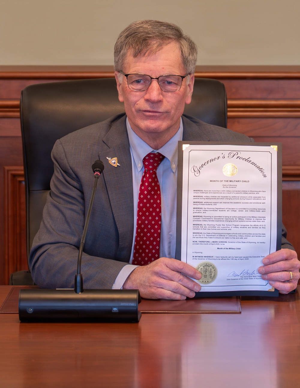 Wyoming Governor Proclaims April as the Month of the Military Child