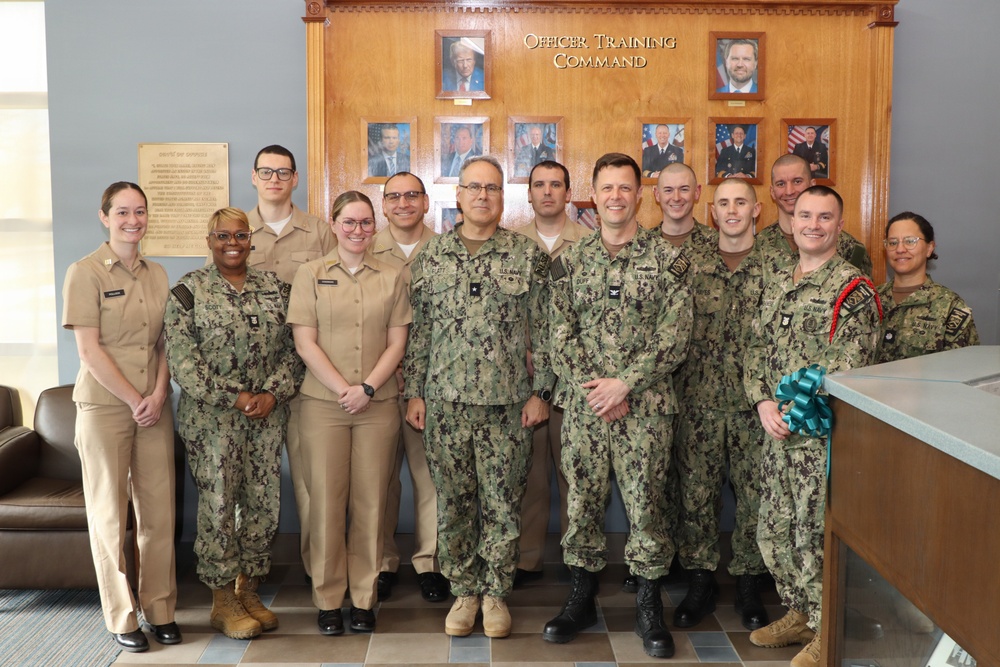 Rear Admiral Damian D. “Dom” Flatt, Commander, Naval Legal Service Command Visits Officer Training Command Newport (OTCN)