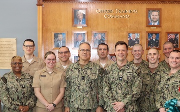 Rear Admiral Damian D. “Dom” Flatt, Commander, Naval Legal Service Command Visits Officer Training Command Newport (OTCN)