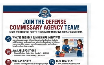 SUMMER 2026 INTERNS: The Defense Commissary Agency is recruiting students as part of its summer hire initiative
