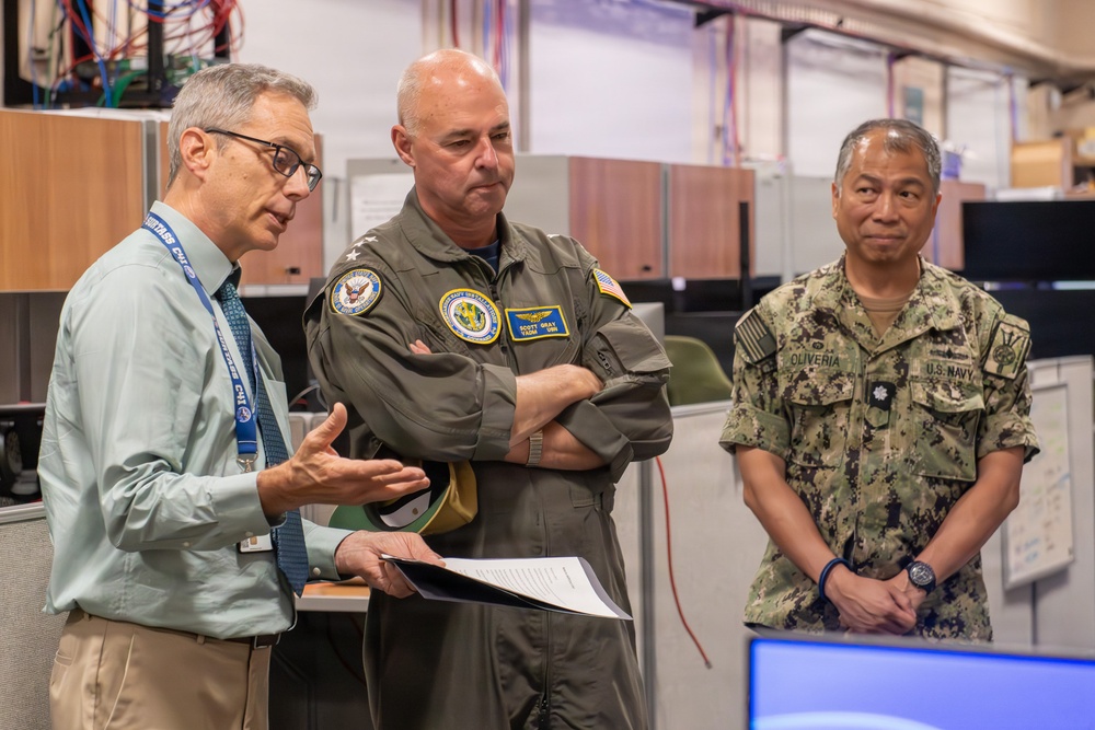 Vice Adm. Scott Gray, CNIC, receives an informational brief on Joint Expeditionary Command and Control