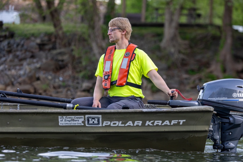 USACE Biologists Study Lake Sturgeon Spawning Below Carters Lake