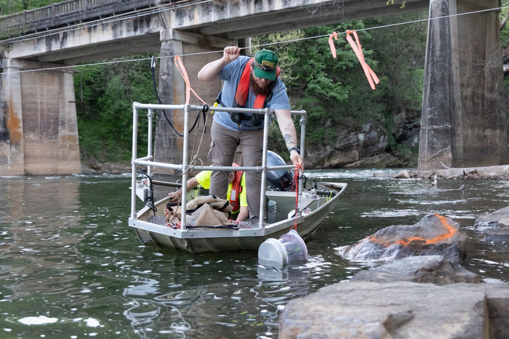 USACE Biologists Study Lake Sturgeon Spawning Below Carters Lake
