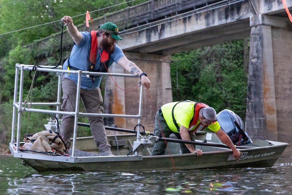 USACE Biologists Study Lake Sturgeon Spawning Below Carters Lake