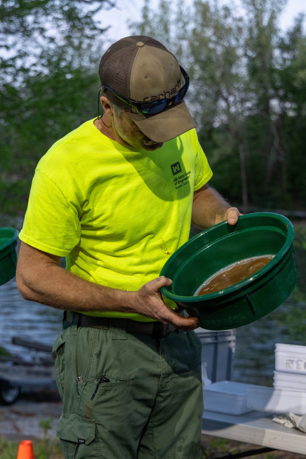USACE Biologists Study Lake Sturgeon Spawning Below Carters Lake