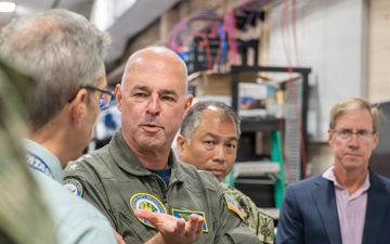 Vice Adm. Scott Gray, CNIC, receives an informational brief on Counter-Unmanned Underwater Vehicle (UUV) technology