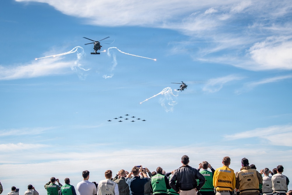 Chilean Distinguished Visitors Observe an Air Power Demonstration on the USS Nimitz (CVN 68)