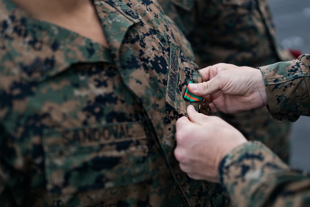 11th MEU Marines Receive Navy and Marine Corps Achievement Medals Aboard USS Portland