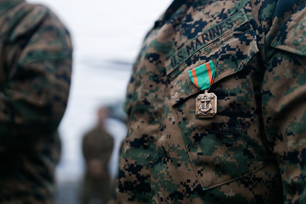 11th MEU Marines Receive Navy and Marine Corps Achievement Medals Aboard USS Portland