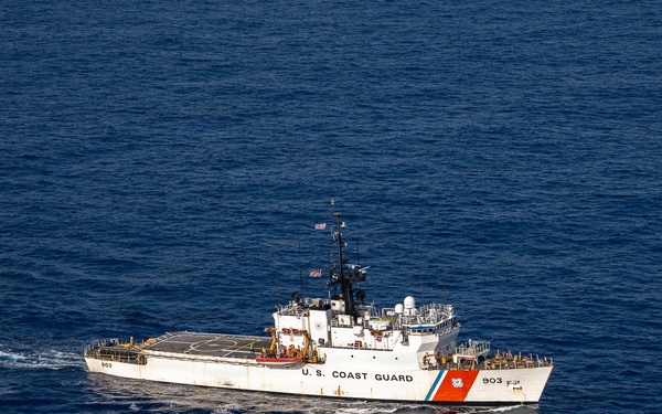 Coast Guard Air Station Barbers Point conducts deck landing qualifications with CGC Harriet Lane (WMEC 903)