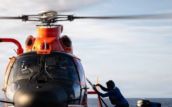 Coast Guard Air Station Barbers Point conducts deck landing qualifications with CGC Harriet Lane (WMEC 903)