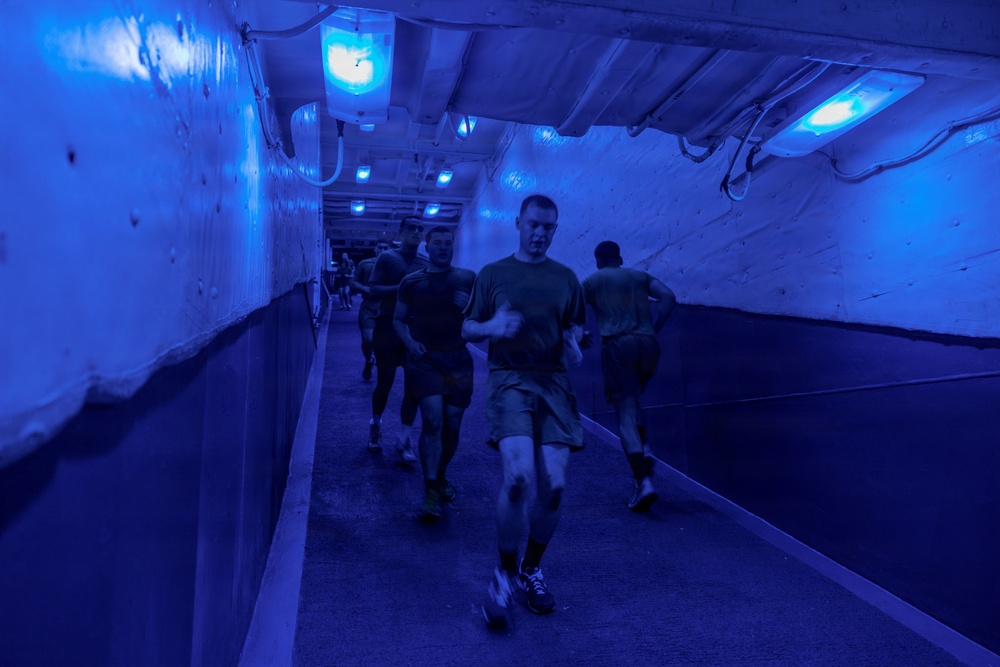 11th MEU Marines Conduct Corporals Course PT Aboard USS Boxer
