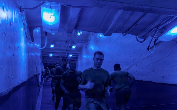 11th MEU Marines Conduct Corporals Course PT Aboard USS Boxer